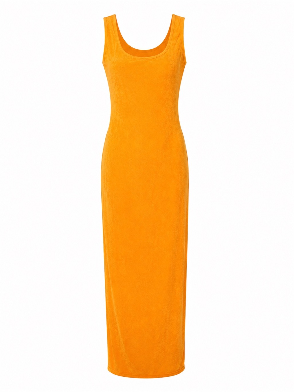 See You Monday Neon Orange Stretch Maxi Dress Side Slits NWT Large